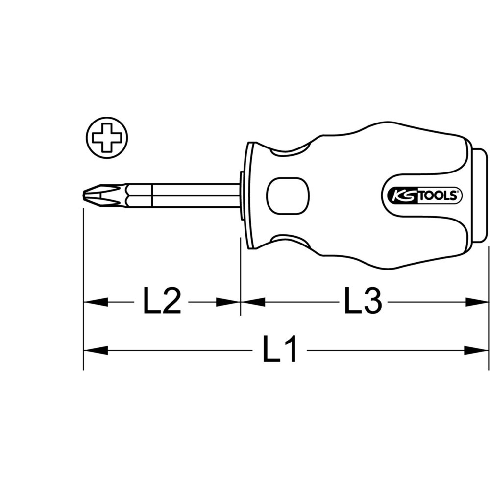 Produktabbildung: KS TOOLS ERGOTORQUEmax Schlagkappen-Schraubendreher, PH2, kurze Form