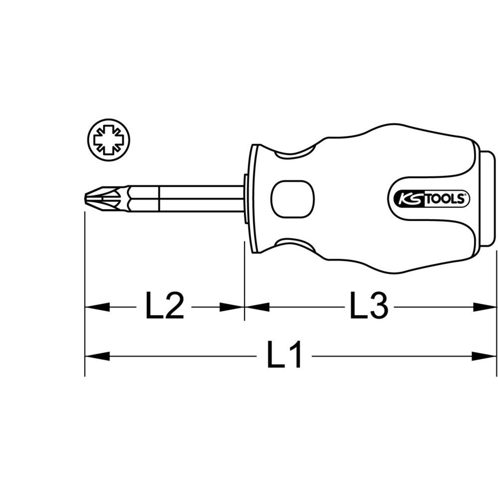 Produktabbildung: KS TOOLS ERGOTORQUEmax Schlagkappen-Schraubendreher, PZ2, kurze Form