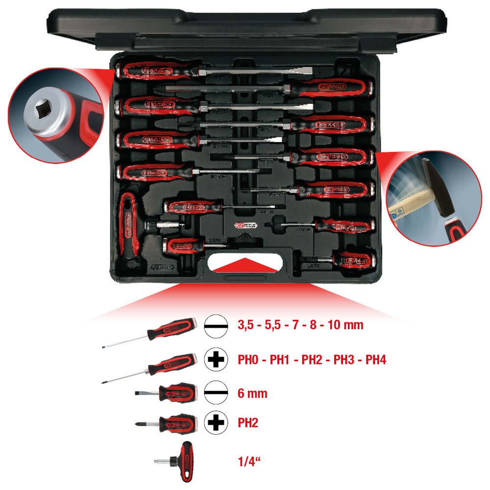 Produktabbildung: KS TOOLS ERGOTORQUE®max Schlagkappen-Schraubendreher-Satz, 13-tlg