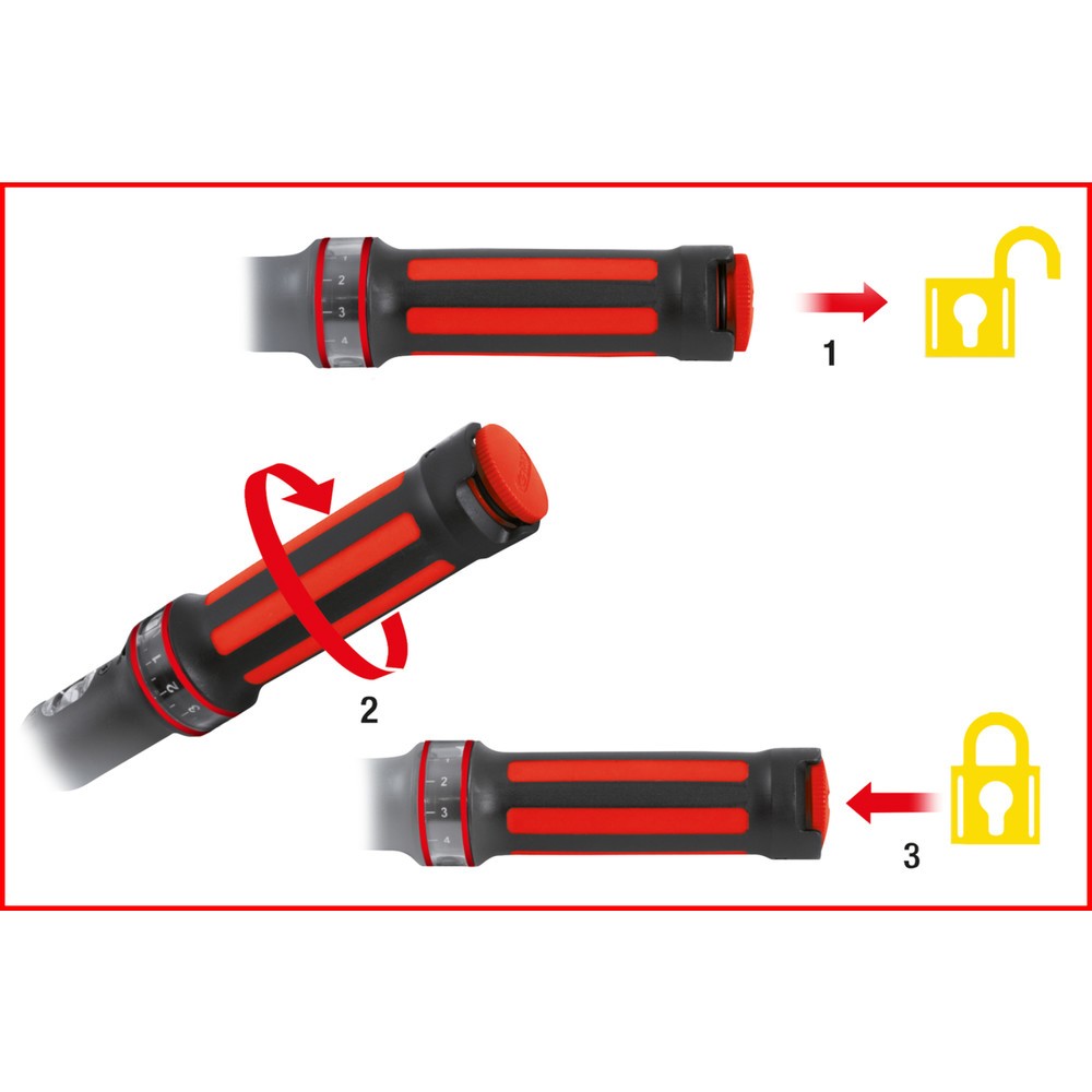 Produktabbildung Nr. 5: KS TOOLS 1/2" ERGOTORQUE®precision Ratschen-Drehmomentschlüssel, 40-200Nm, rot