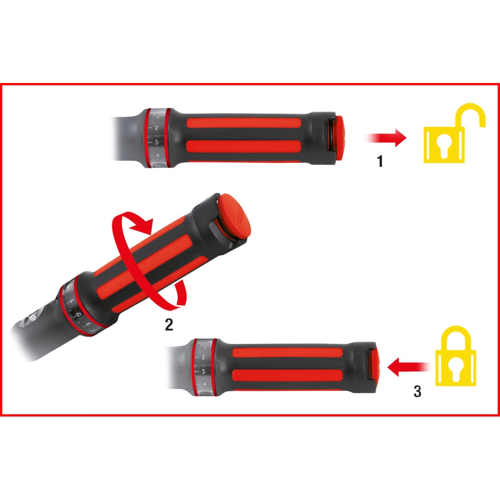 KS TOOLS 1/2" ERGOTORQUE®precision Ratschen-Drehmomentschlüssel, 40-200Nm, rot Produktabbildung Nr. 5: KS TOOLS 1/2" ERGOTORQUE®precision Ratschen-Drehmomentschlüssel, 40-200Nm, rot