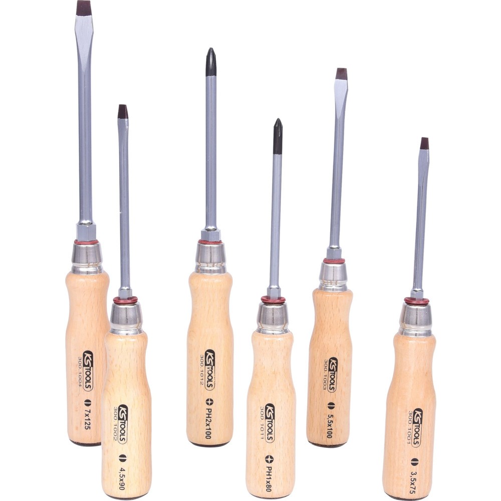 Produktabbildung: KS TOOLS ERGOTORQUE WOOD Schraubendreher-Satz, 6-tlg