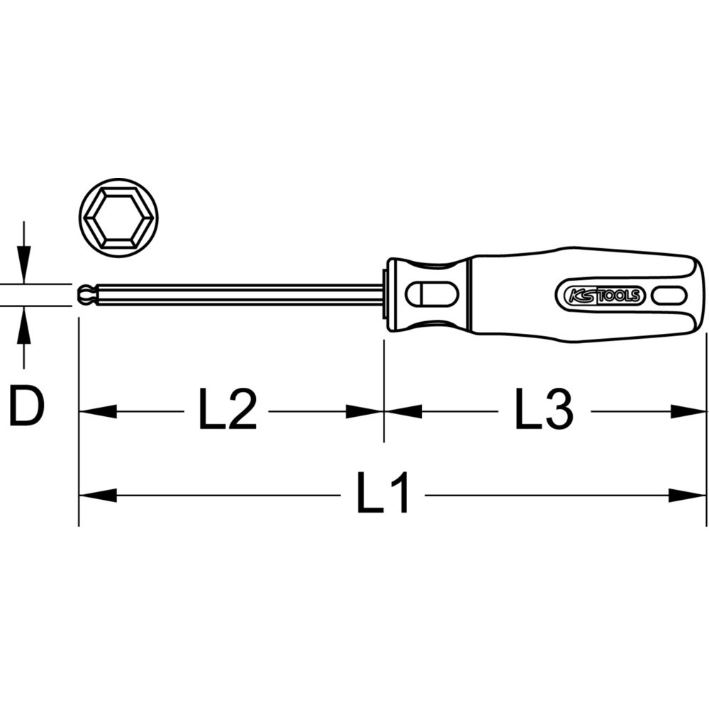 Produktabbildung Nr. 6: KS TOOLS ERGOTORQUEplus Schraubendreher Innensechskant mit Kugelkopf, 1,5mm