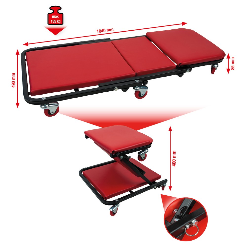 Produktabbildung Nr. 7: KS TOOLS Fahrbare Liege und Klappsitz, 1040x490mm