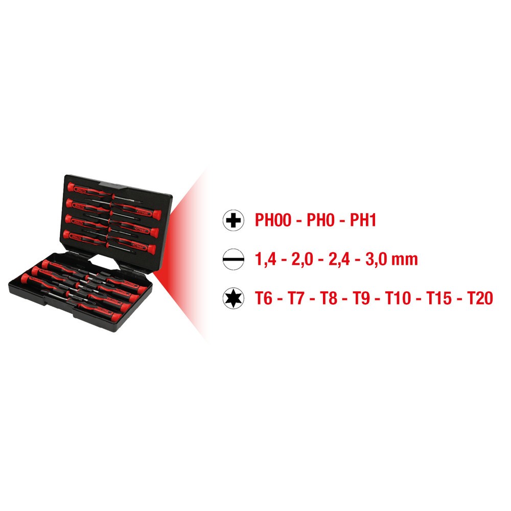 Produktabbildung: KS TOOLS Feinmechanik-Schraubendreher-Satz PH, Schlitz, Torx, 14-tlg