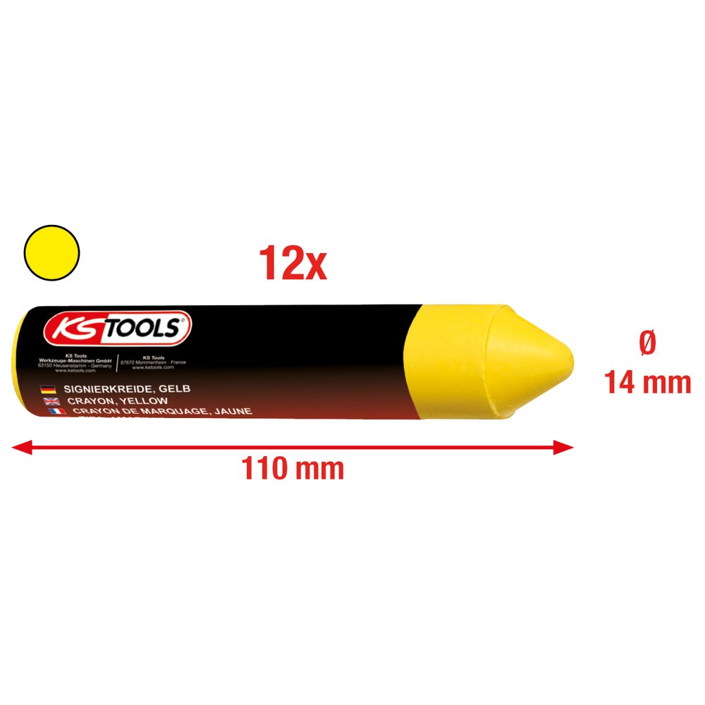 Produktabbildung Nr. 2: KS TOOLS Signierkreide, gelb,12er Pack