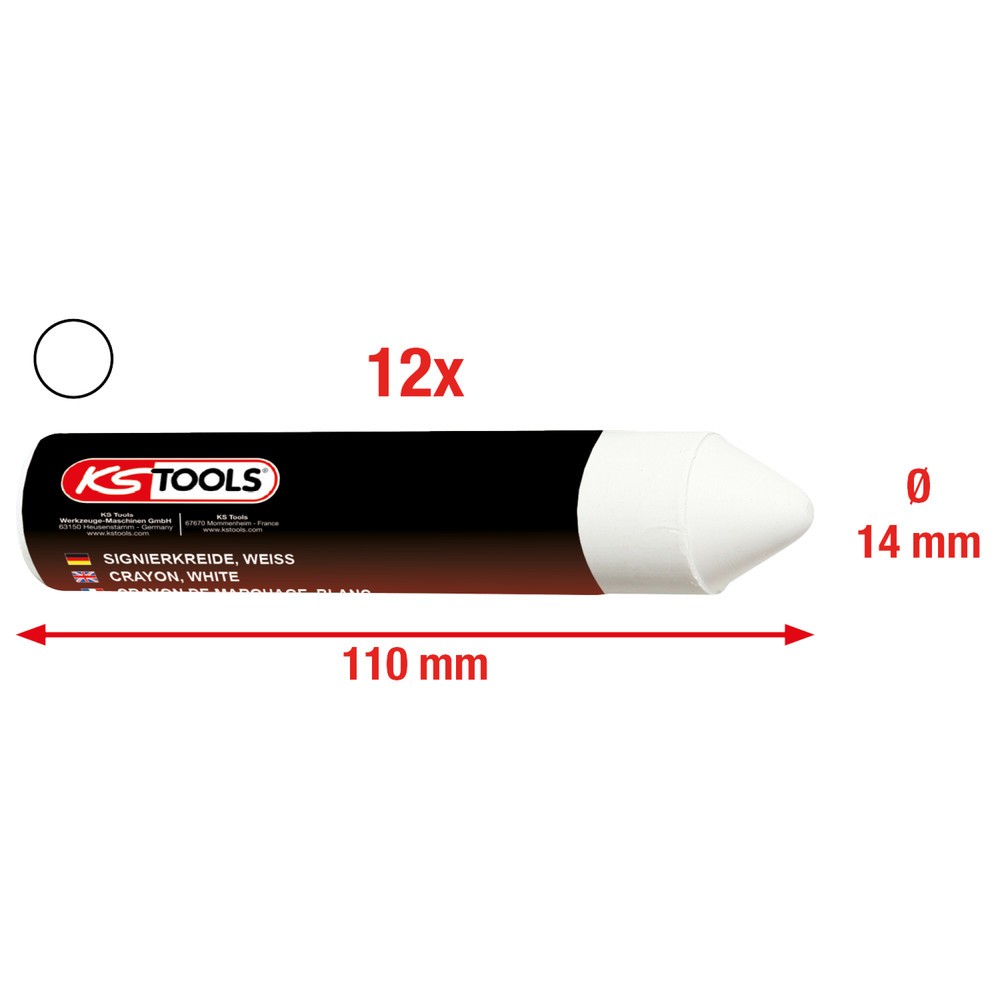 Produktabbildung Nr. 2: KS TOOLS Signierkreide, weiss, 12er Pack
