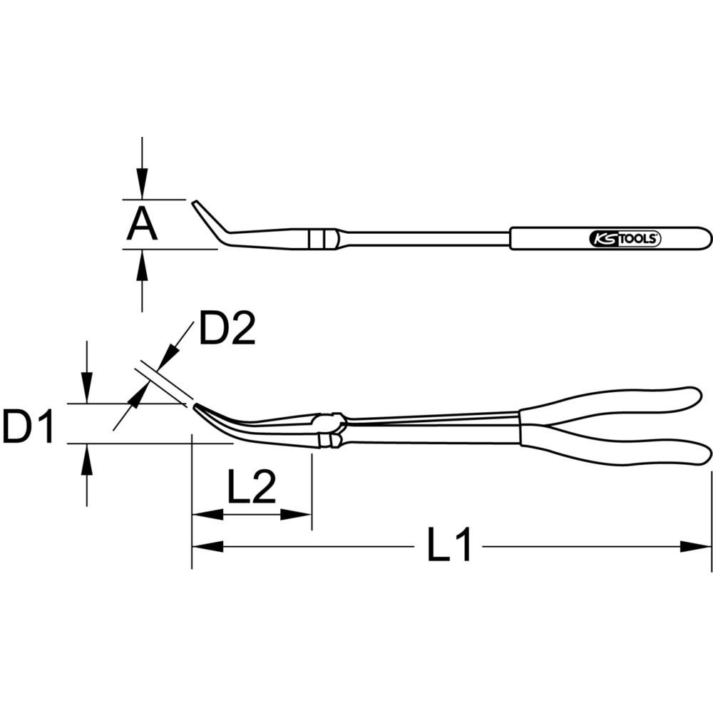 Produktabbildung Nr. 2: KS TOOLS Flachrundzange 45° gebogen, XL, 270mm