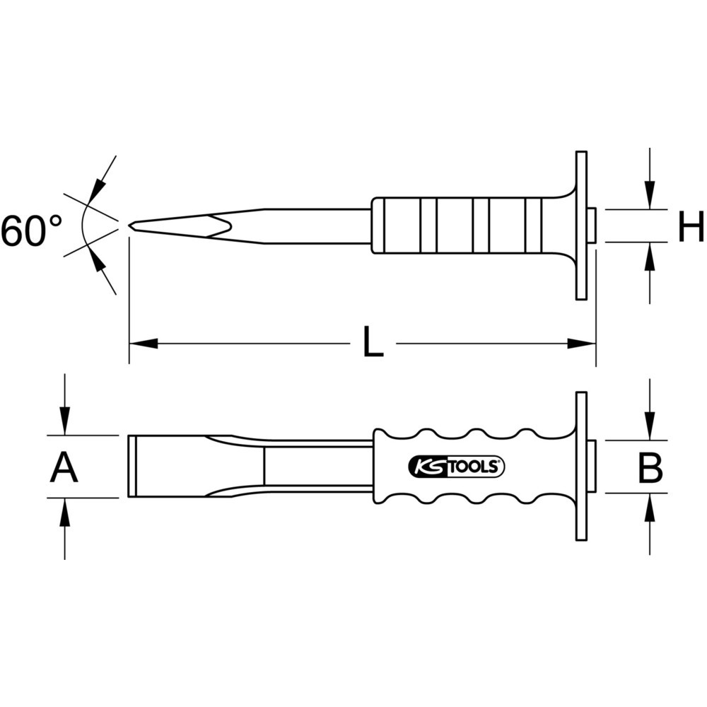 Produktabbildung: KS TOOLS Fugenmeißel mit Handschutzgriff, flach oval, 70mm