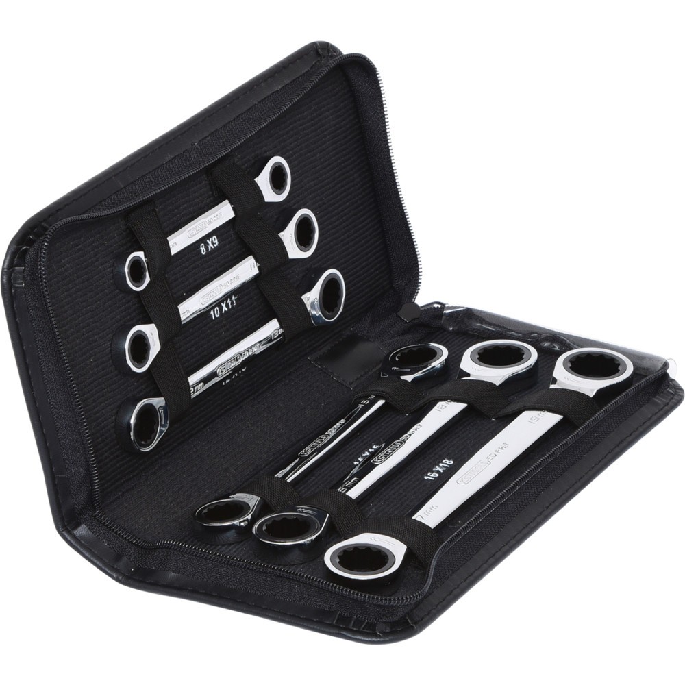 Produktabbildung Nr. 4: KS TOOLS GEARplus Doppel-Ratschenringschlüssel-Satz, 6-tlg Lederetui