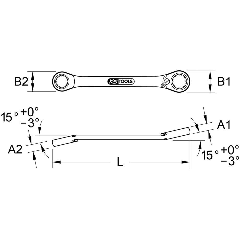 Produktabbildung Nr. 1: KS TOOLS GEARplus Doppel-Ratschenringschlüssel umschaltbar 8x9mm