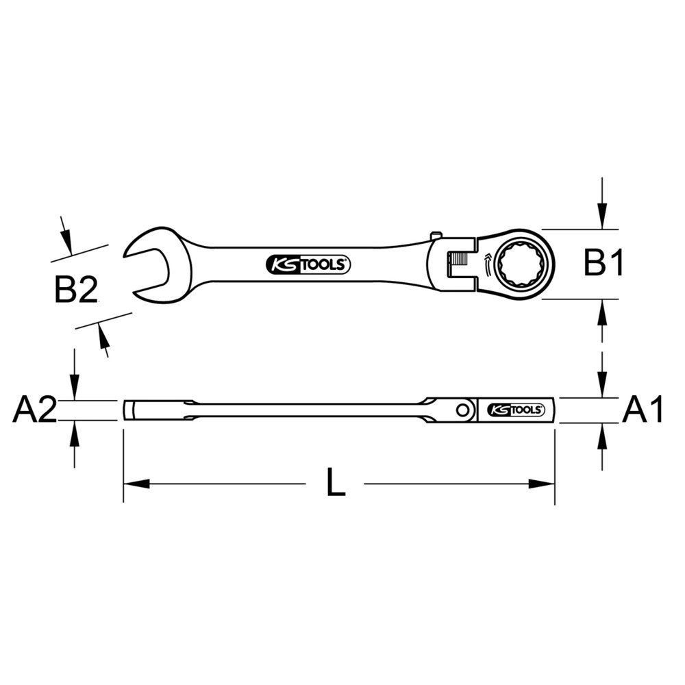 Produktabbildung: KS TOOLS GEARplus Gelenk-Ratschenringmaulschlüssel feststellbar, 8mm