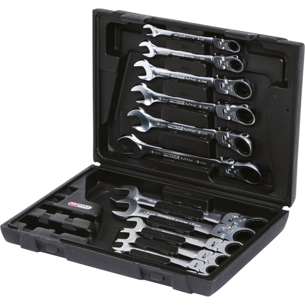 Produktabbildung: KS TOOLS GEARplus Gelenk-Ratschenringmaulschlüssel-Satz, 12-tlgfeststellbar