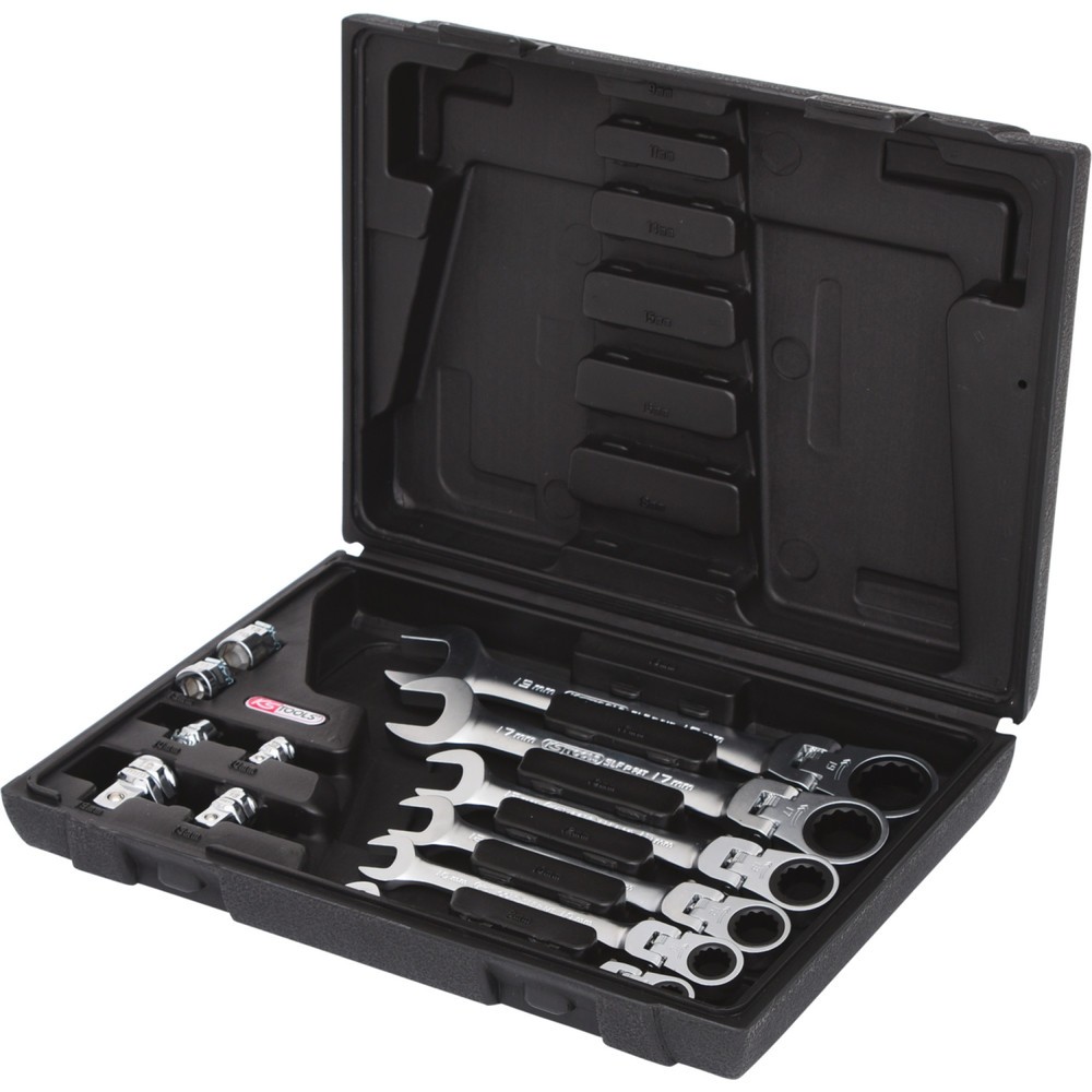 Produktabbildung: KS TOOLS GEARplus Gelenk-Ratschenringmaulschlüssel-Satz, 12-tlgfeststellbar mit Adapter