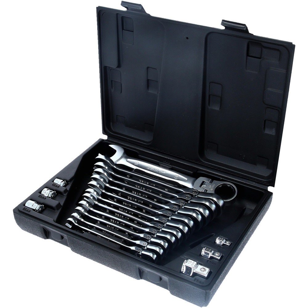 Produktabbildung: KS TOOLS GEARplus Gelenk-Ratschenringmaulschlüssel-Satz, 18-tlgfeststellbar