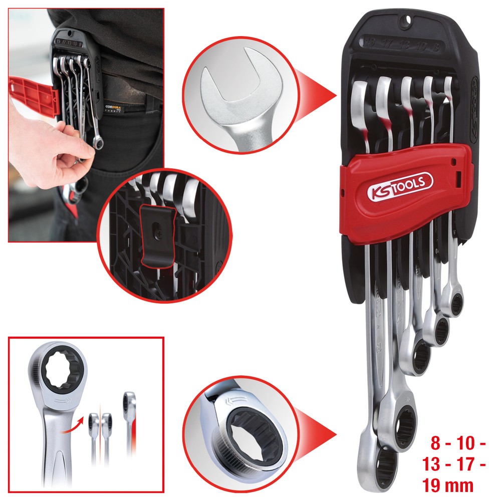 Produktabbildung Nr. 5: KS TOOLS GEARplus Ratschenringmaulschlüssel-Satz, 5-tlg 8-19mm