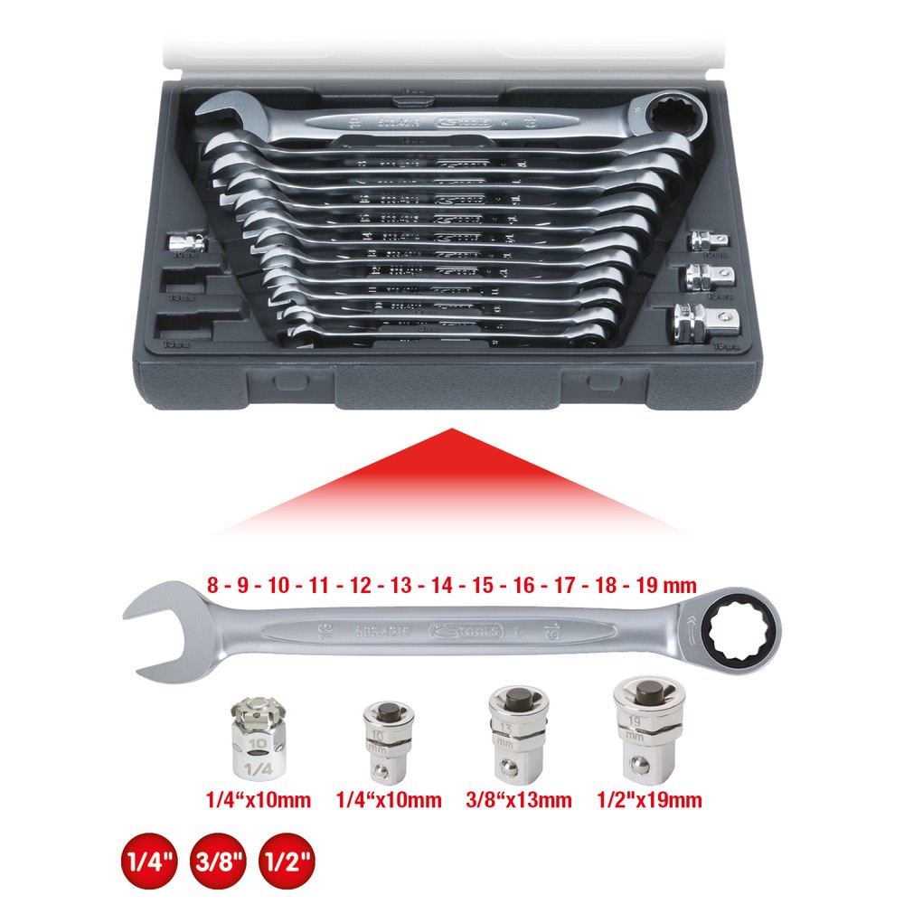 Produktabbildung Nr. 8: KS TOOLS GEARplus Ratschenringmaulschlüssel-Satz, 16-tlg