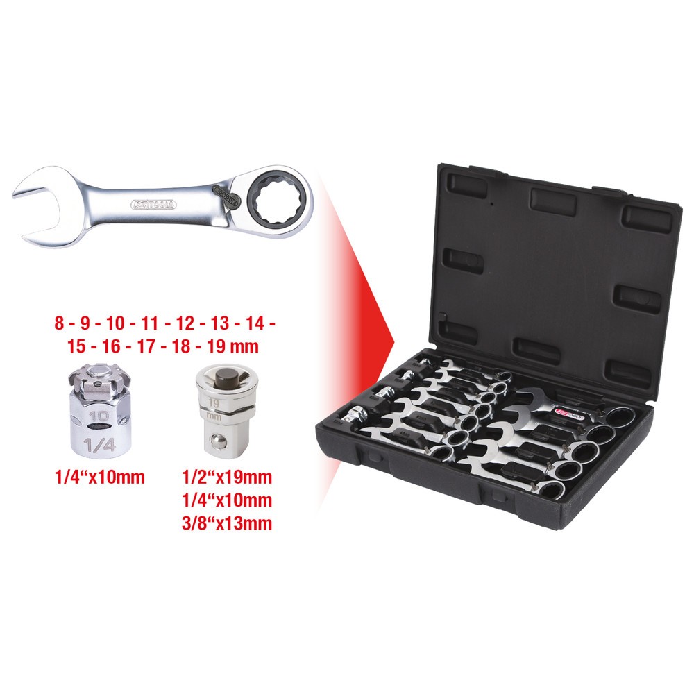 Produktabbildung Nr. 2: KS TOOLS GEARplus Ratschenringmaulschlüssel-Satz, kurz, 16-tlg