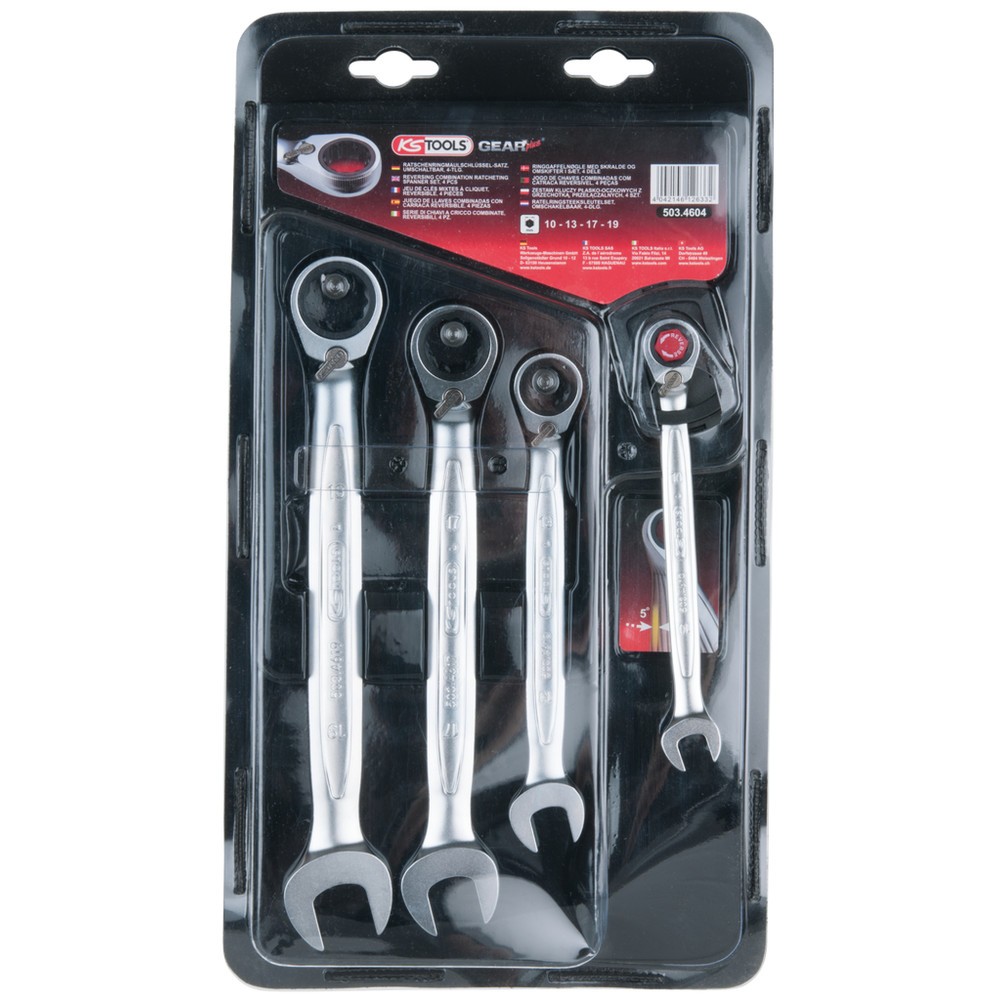 Produktabbildung Nr. 2: KS TOOLS GEARplus Ratschenringmaulschlüssel-Satz, umschaltbar, 4-tlg