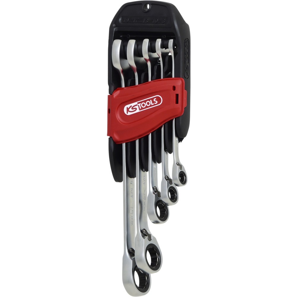 Produktabbildung: KS TOOLS GEARplus® RINGSTOP-Ratschenringmaulschlüssel-Satz, abgewinkelt, 5-tlg