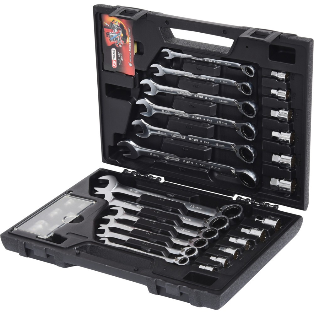 Produktabbildung: KS TOOLS GEARplus RINGSTOP-Ratschenringmaulschlüssel-Satz, 30-tlg mit Adapter