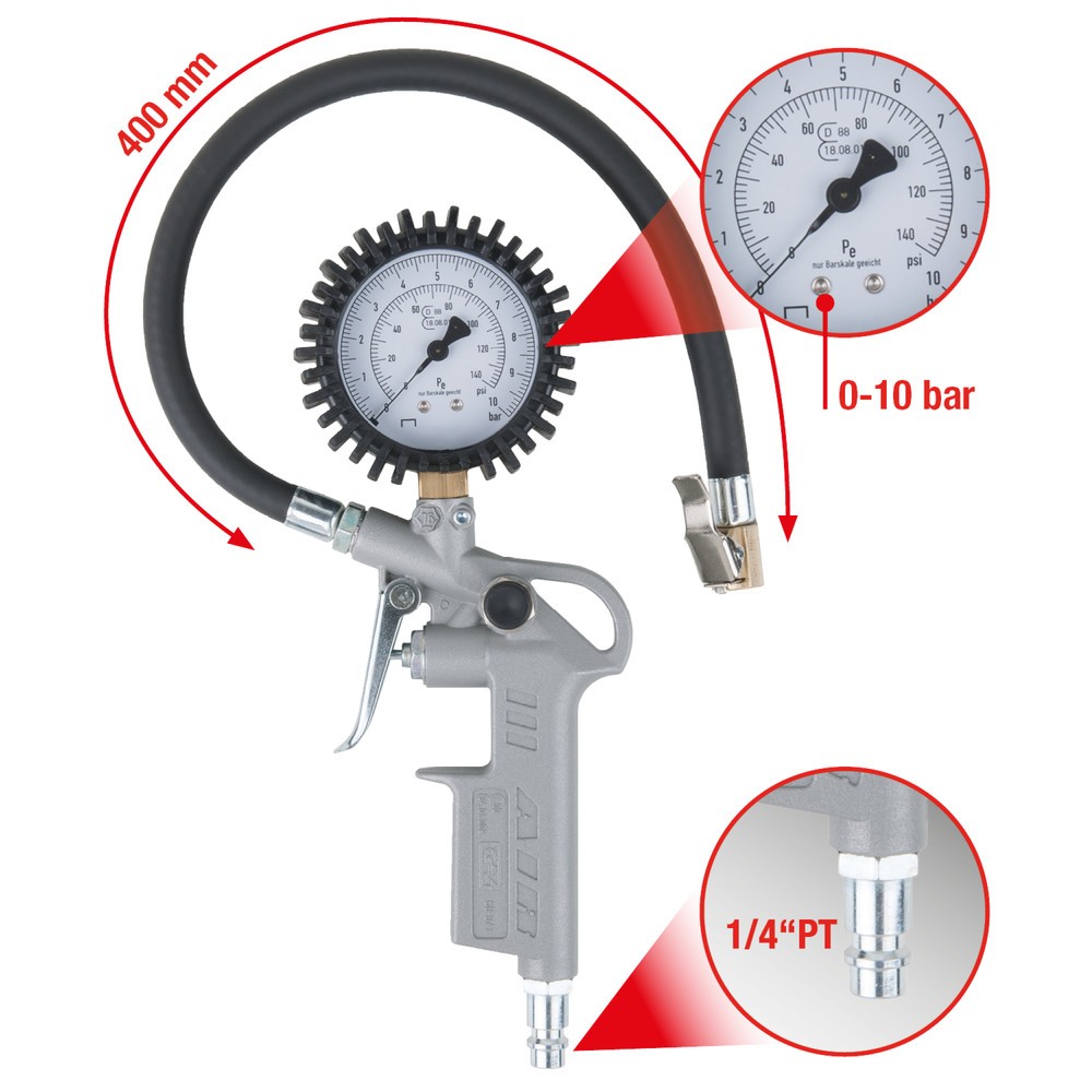 Produktabbildung Nr. 3: KS TOOLS Geeichter Druckluft-Reifenfüllmesser, 0-10 bar