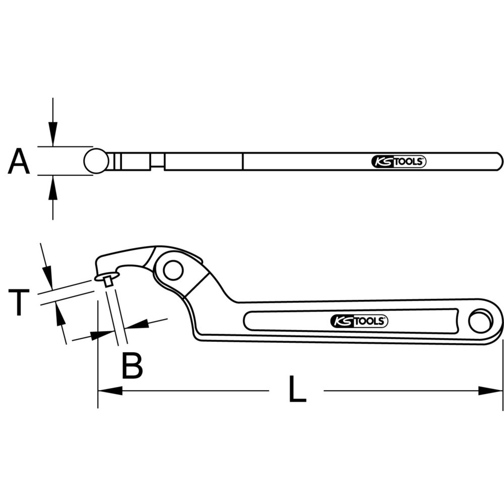 Produktabbildung Nr. 1: KS TOOLS Gelenk-Hakenschlüssel mit Zapfen, 120-180mm