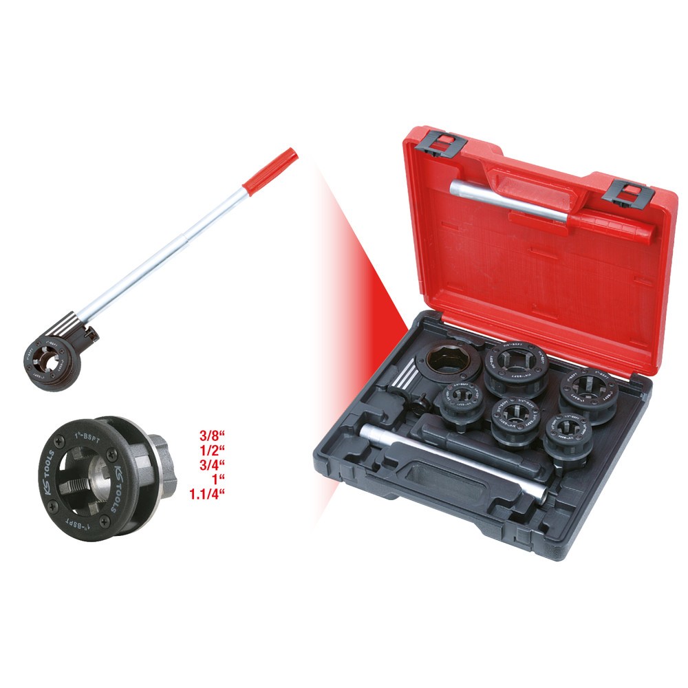 Produktabbildung Nr. 2: KS TOOLS Gewinde-Schneidkluppen-Satz 3/8"-1.1/4", 8-tlg
