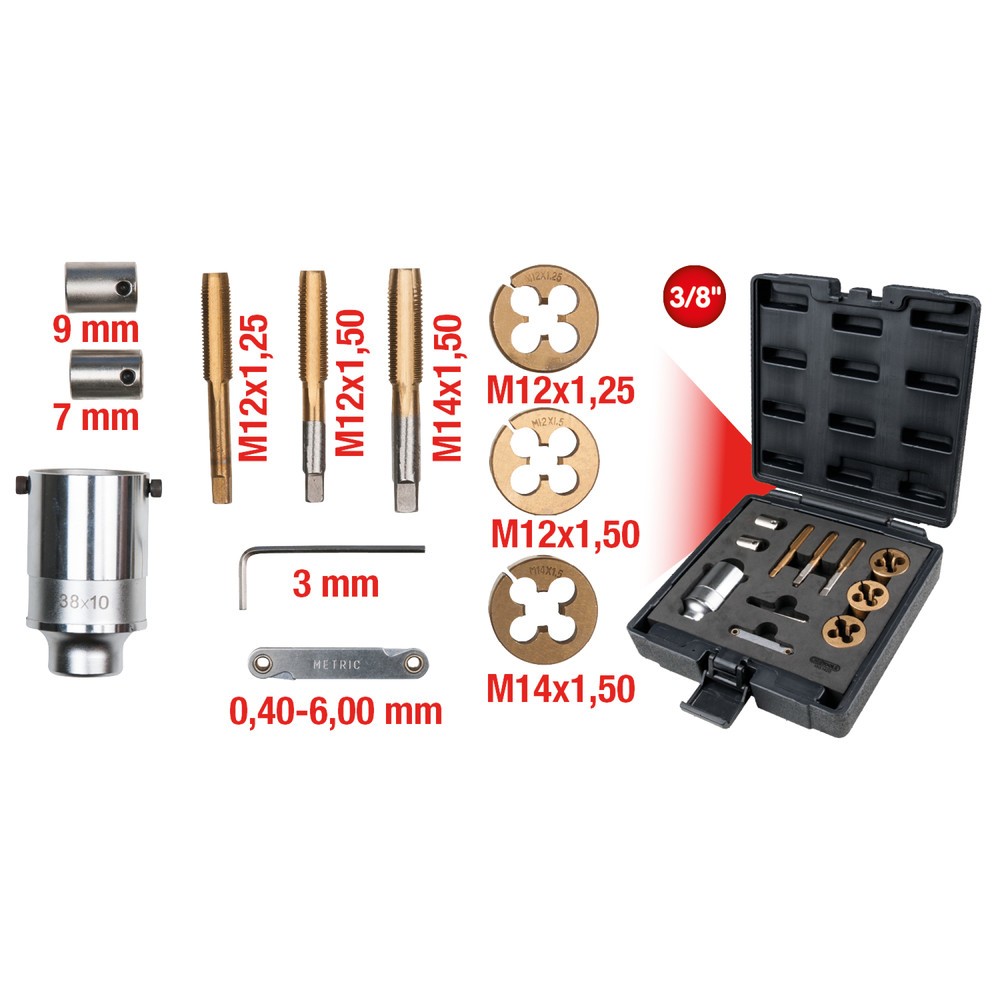 Produktabbildung Nr. 5: KS TOOLS 3/8" Gewindeschneid-Satz für Radmuttern- und Schrauben, 11-tlg