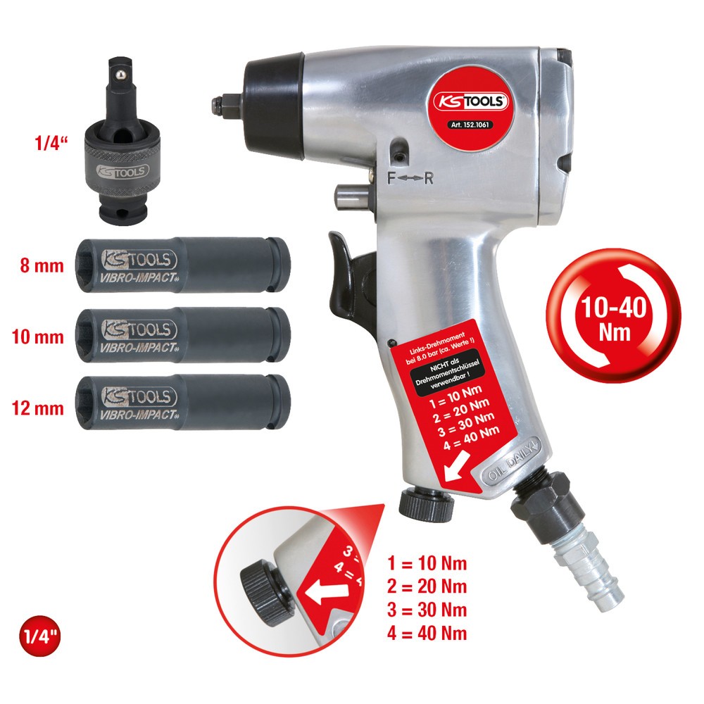 Produktabbildung Nr. 5: KS TOOLS 1/4'' Glühkerzen-Druckluft-Vibrationsschrauber-Satz, 5-tlg