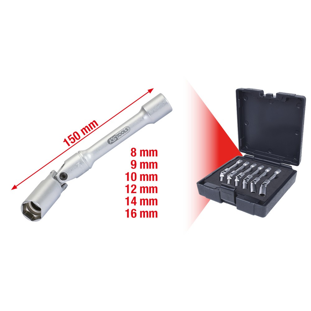 Produktabbildung Nr. 5: KS TOOLS 3/8" Glühkerzen-Gelenkschlüssel-Satz, lang, 6-tlg