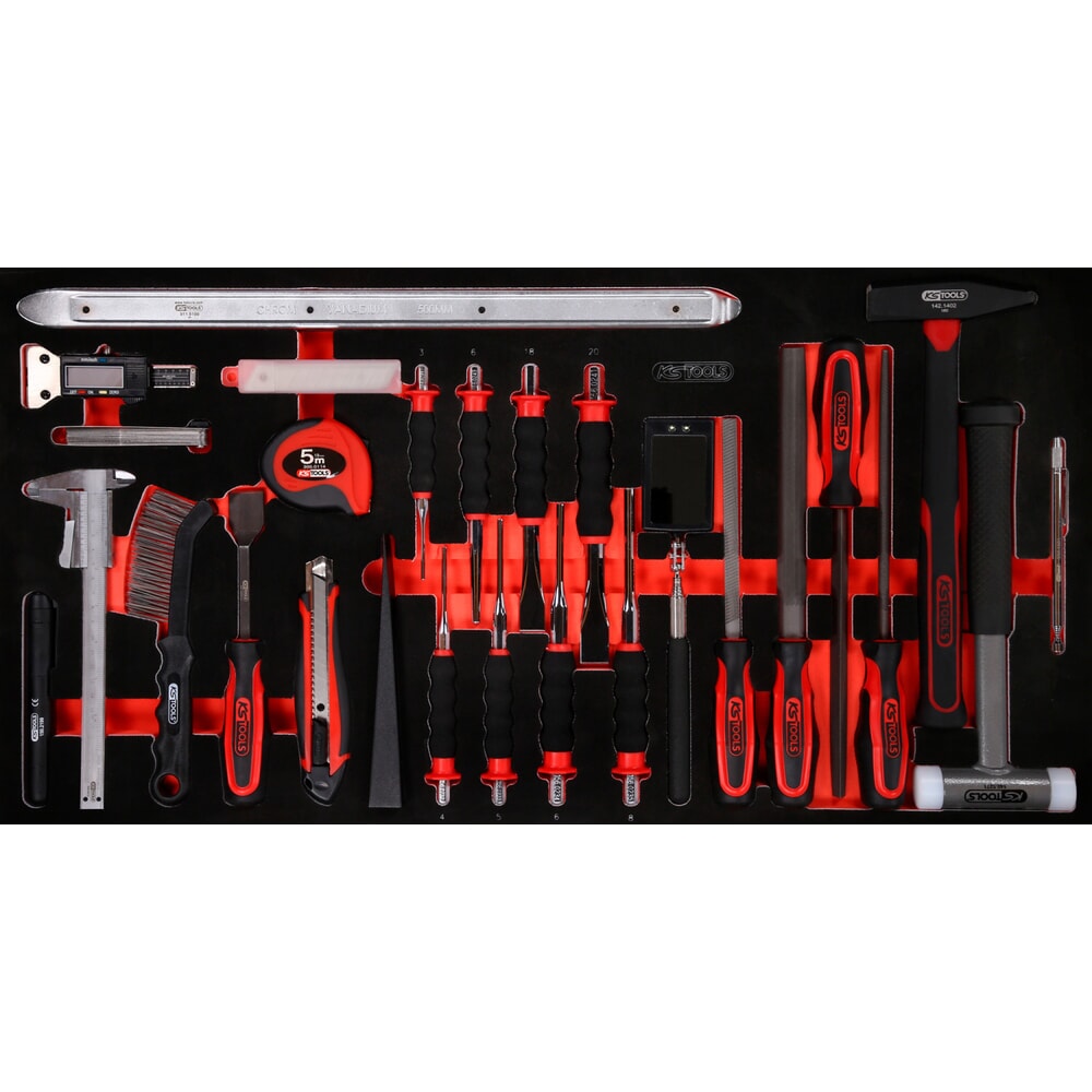 KS TOOLS Hammer- / Meißel- / und Messwerkzeug-Satz in Schaumstoffeinlage, 36-tlg Produktabbildung: KS TOOLS Hammer- / Meißel- / und Messwerkzeug-Satz in Schaumstoffeinlage, 36-tlg