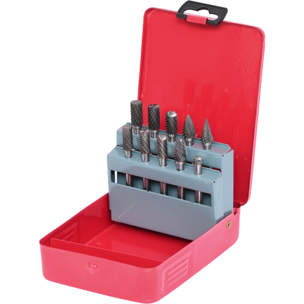 Produktabbildung: KS TOOLS HM Frässtift-Satz, Stahlblechkassette, 10-tlg