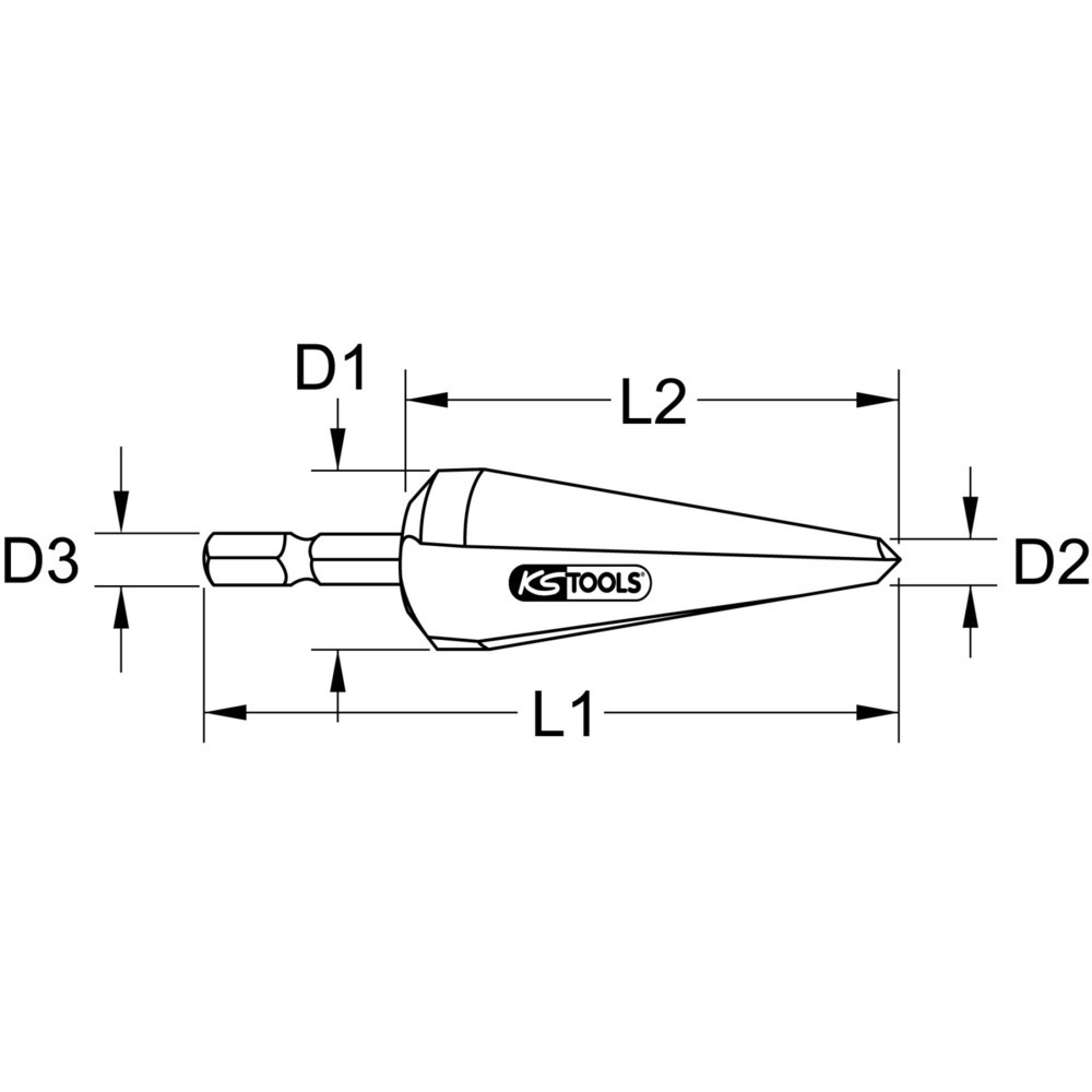 Produktabbildung: KS TOOLS HSS Blechschälbohrer-Bit, Ø 5-22mm