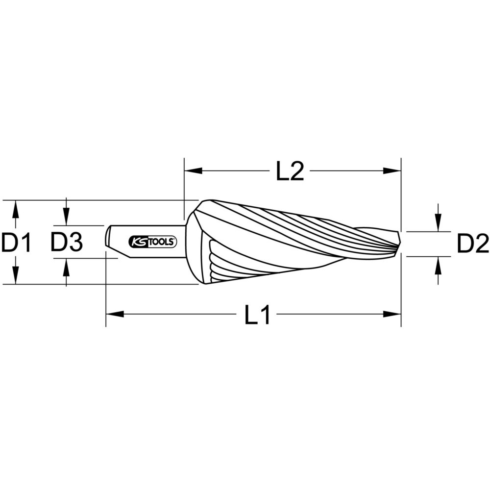 Produktabbildung: KS TOOLS HSS Blechschälbohrer spiralgenutet, Ø 4-14mm