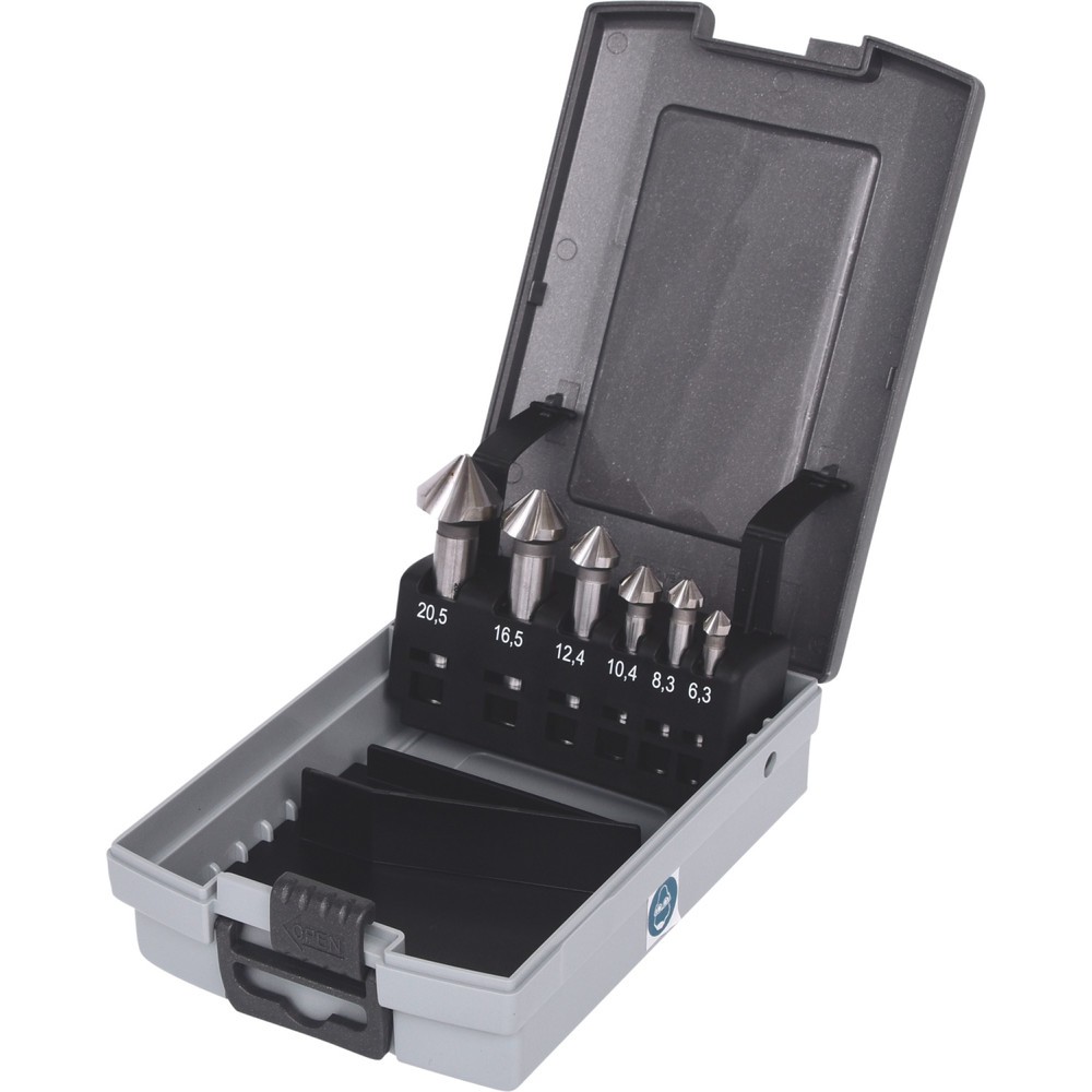 Produktabbildung: KS TOOLS HSS Co 5 Kegel-Entgratsenker-Satz, Kunststoffkassette 6-tlg