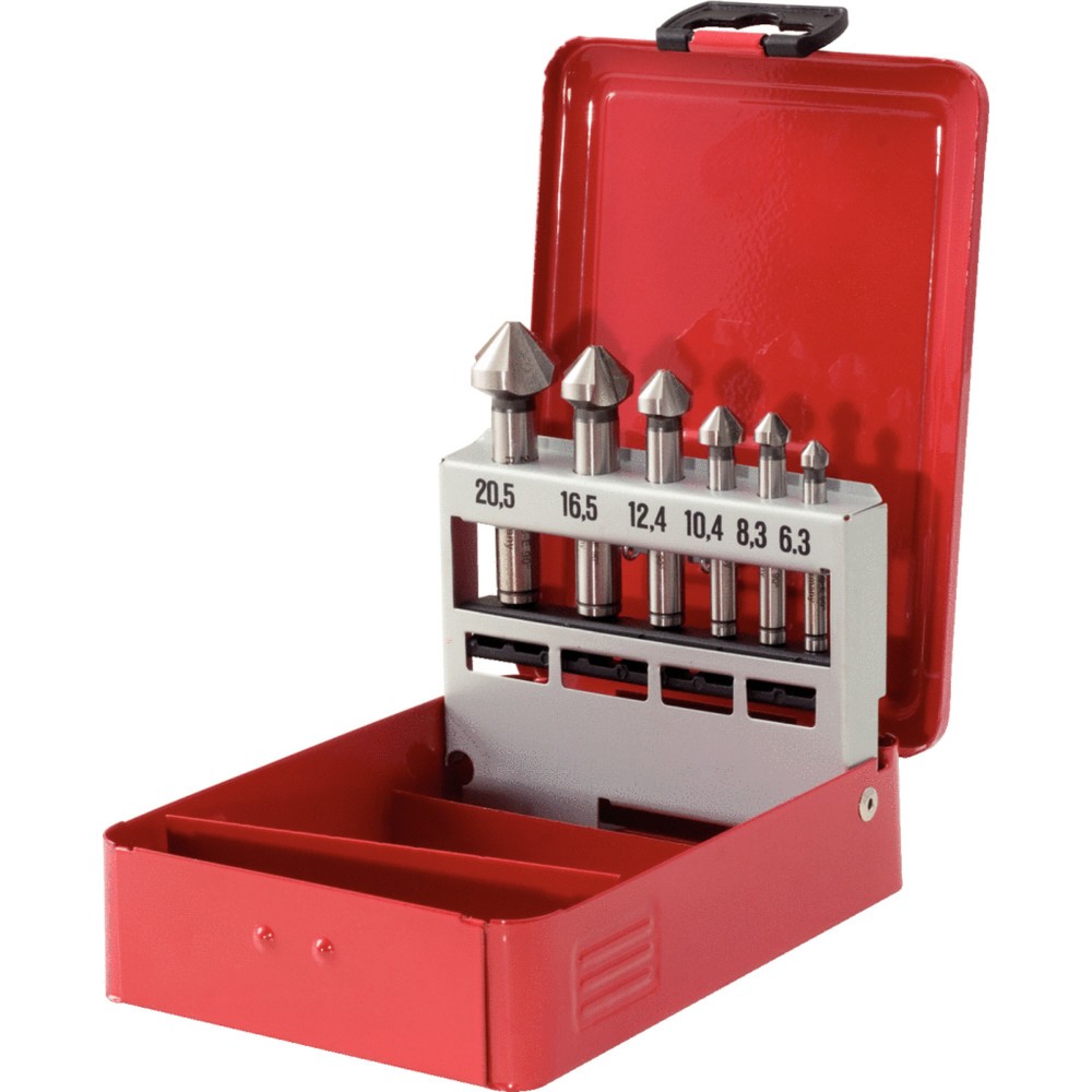 Produktabbildung Nr. 2: KS TOOLS HSS Co 5 Kegel-Entgratsenker-Satz, Stahlblechkassette 6-tlg