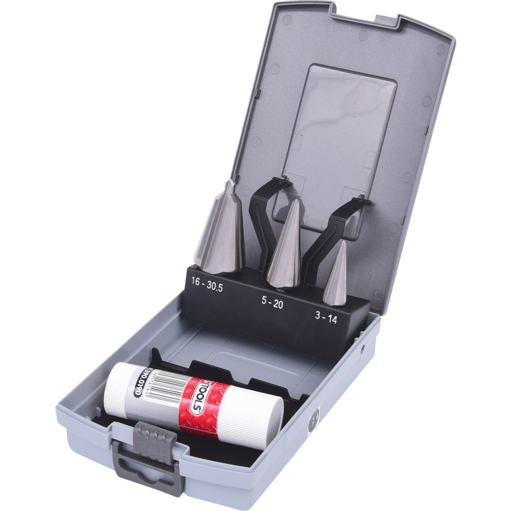 Produktabbildung: KS TOOLS HSS Co Blechschälbohrer-Satz, Kunststoffkassette 4-tlg