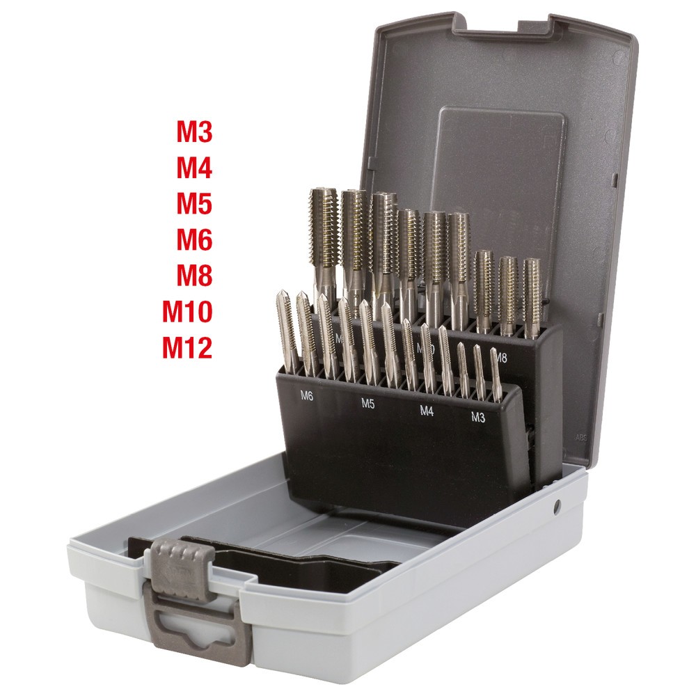 Produktabbildung Nr. 2: KS TOOLS HSS CO Handgewindebohrer-Satz M, Kunststoffkassette 21-tlgM3-M12