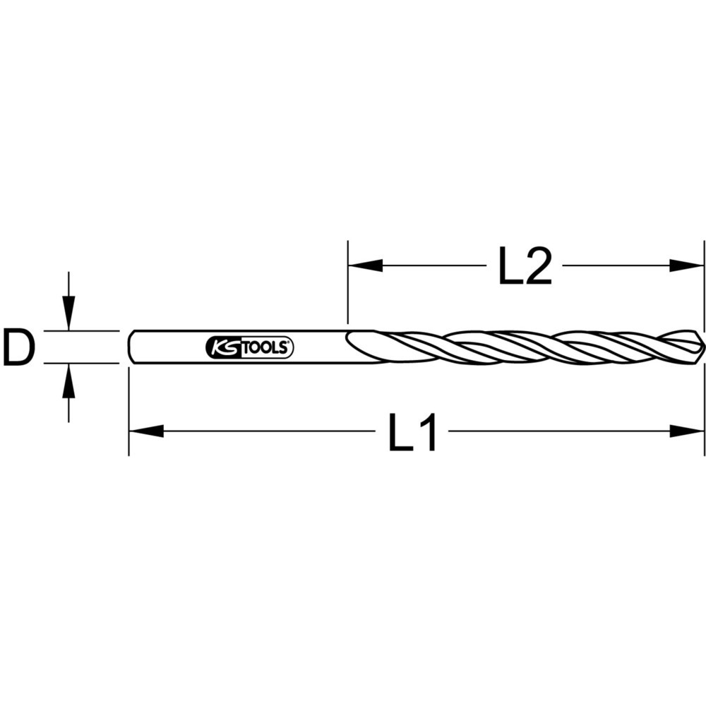 Produktabbildung: KS TOOLS HSS-G Co 5 Spiralbohrer kurz, 2mm, 10er Pack