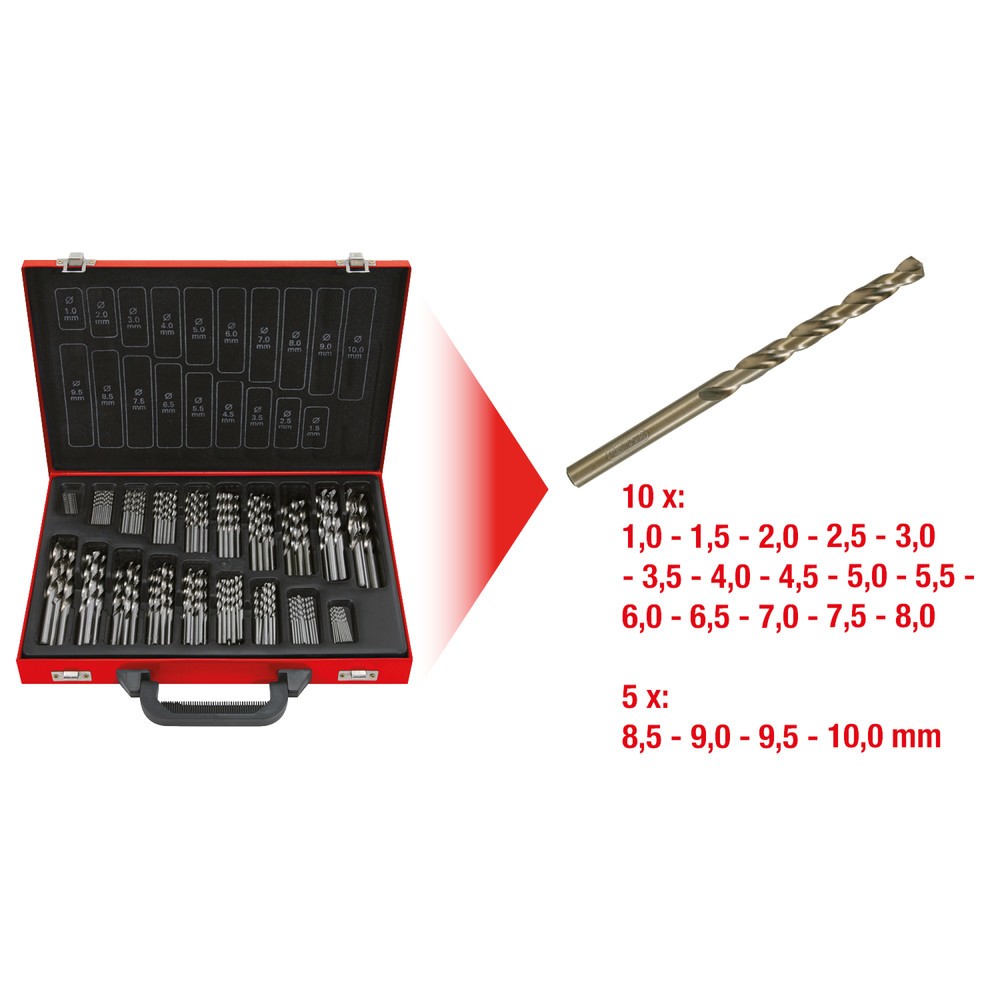 Produktabbildung Nr. 2: KS TOOLS HSS-G Co 5 Spiralbohrer-Satz, 170-tlg, 1-10mm