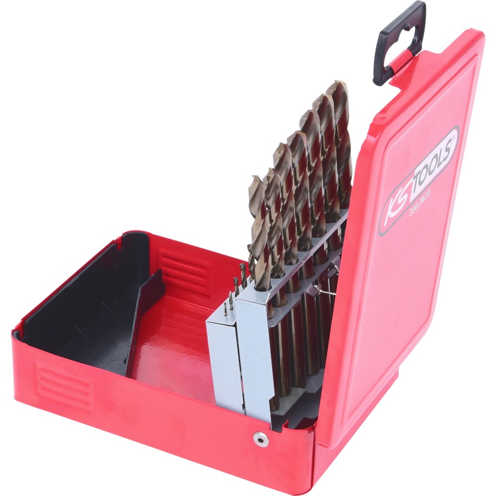 Produktabbildung Nr. 2: KS TOOLS HSS-G Co 5 Spiralbohrer-Satz, Stahlblechkassette 19-tlg 1-10mm