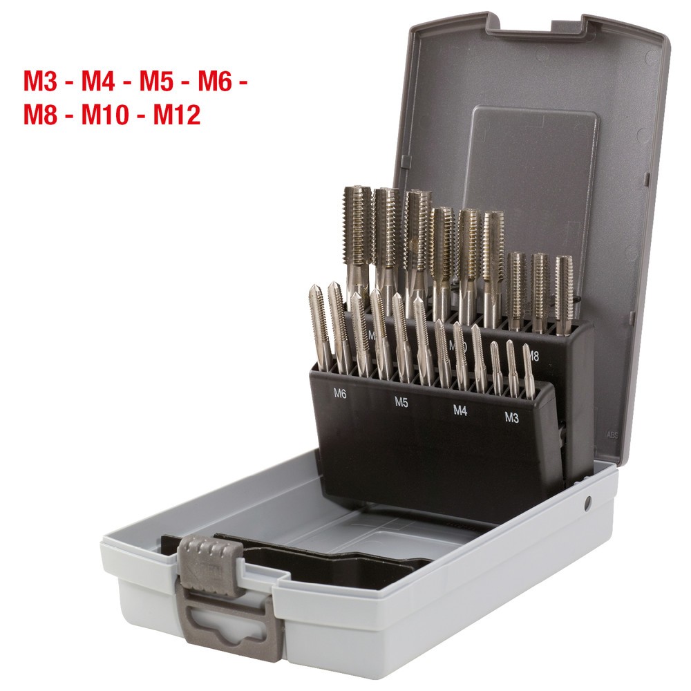 Produktabbildung Nr. 2: KS TOOLS HSS Handgewindebohrer-Satz M, Kunststoffkassette 21-tlgM3-M12
