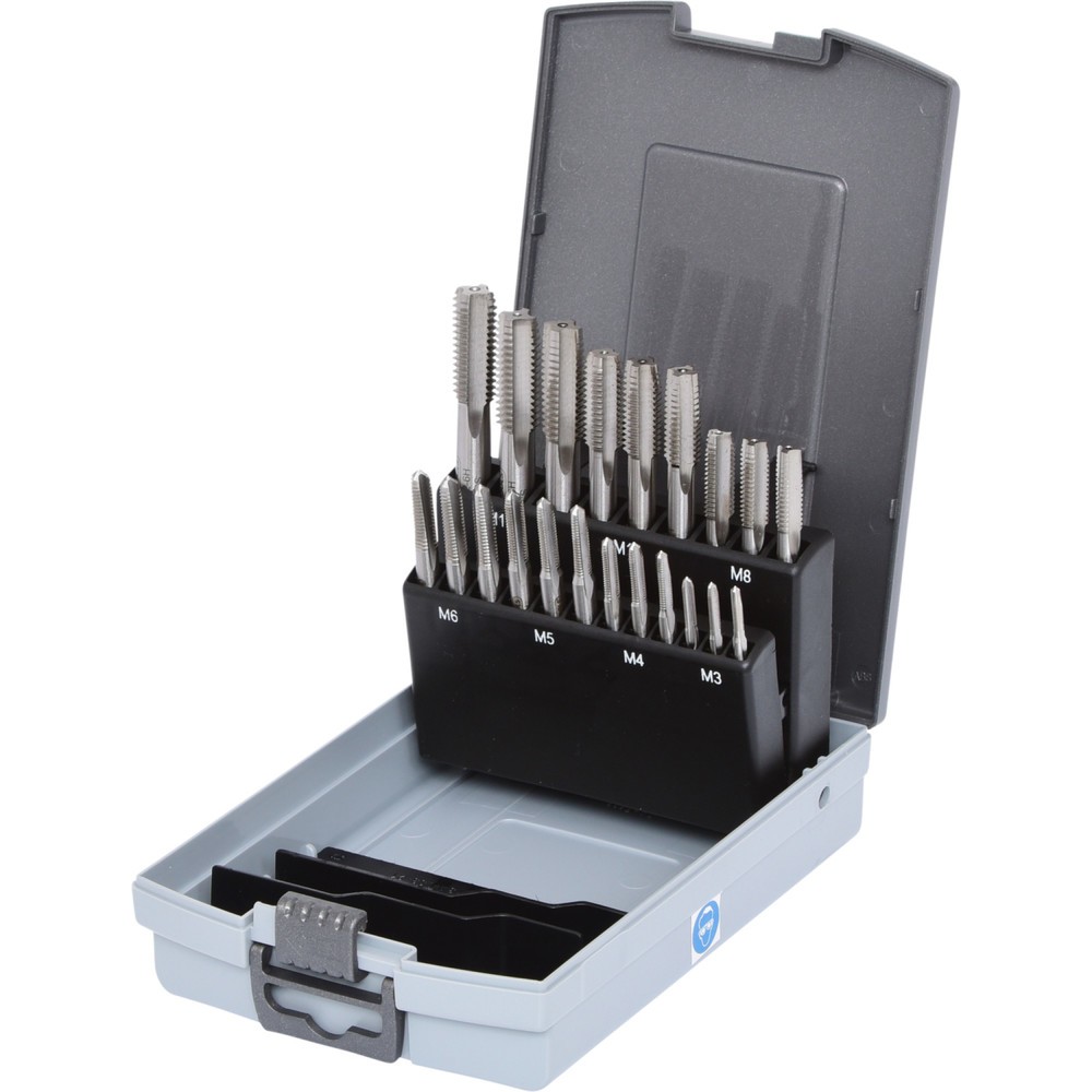 Produktabbildung: KS TOOLS HSS Handgewindebohrer-Satz M, Kunststoffkassette 21-tlgM3-M12