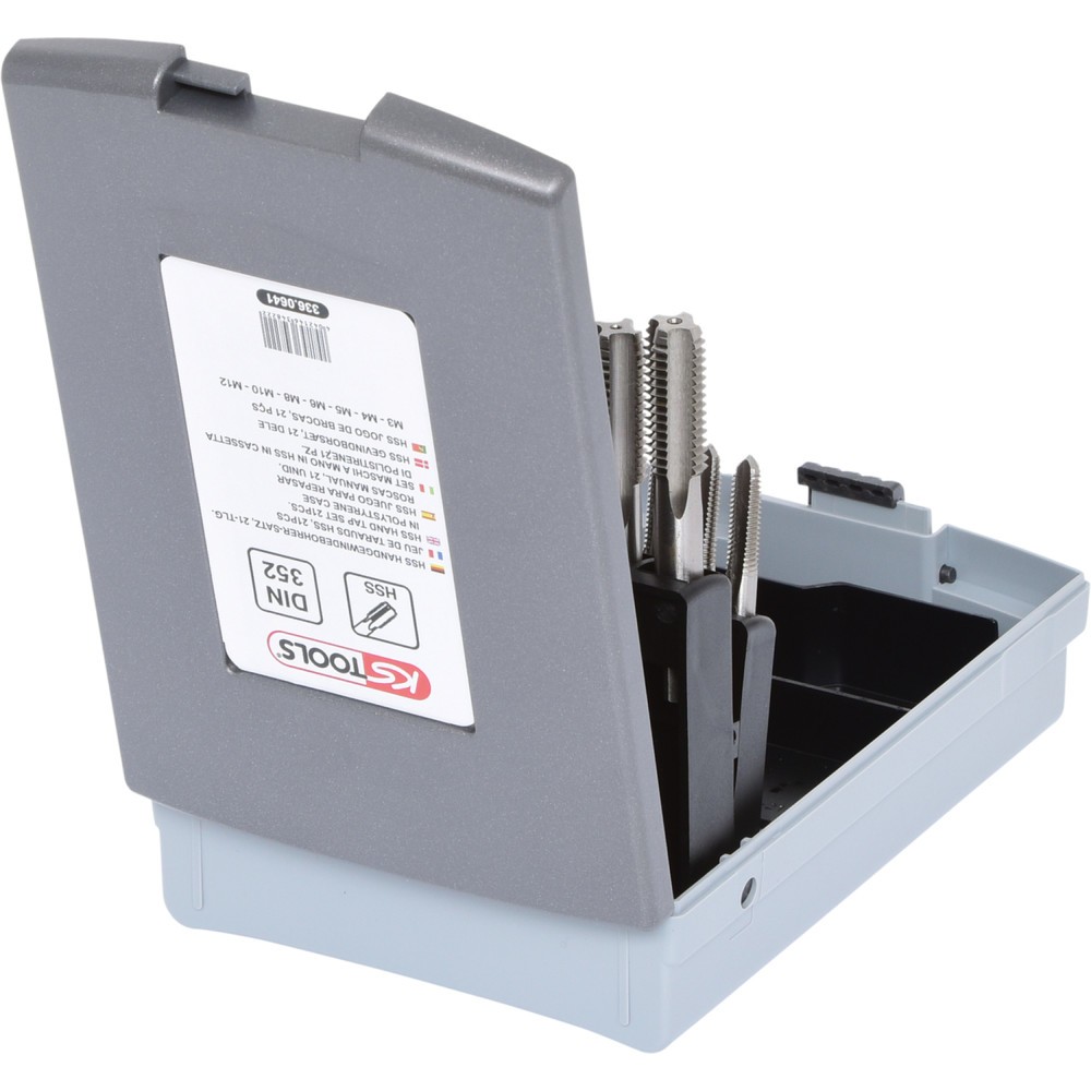 Produktabbildung Nr. 4: KS TOOLS HSS Handgewindebohrer-Satz M, Kunststoffkassette 21-tlgM3-M12
