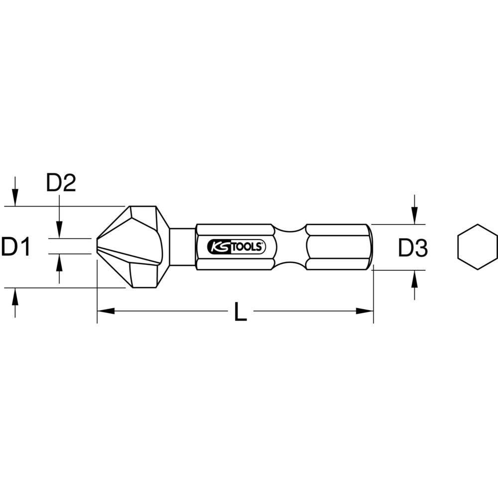 Produktabbildung: KS TOOLS 1/4" HSS Kegel- und Entgratsenker-Bit 90°, 20,5mm