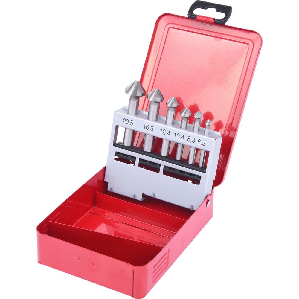 Produktabbildung: KS TOOLS HSS Kegel- und Entgratsenker-Satz, Stahlblechkassette 6-tlg