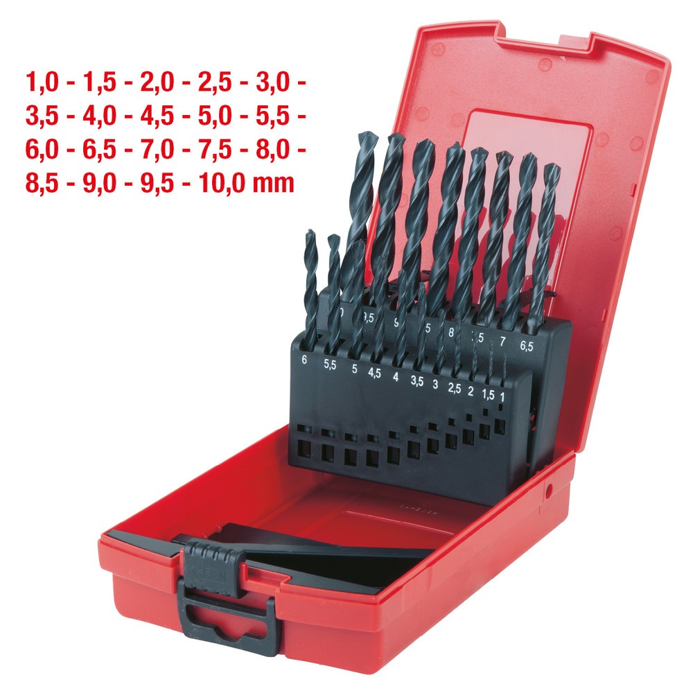 Produktabbildung Nr. 2: KS TOOLS HSS-R Spiralbohrer-Satz, Kunststoffkassette, 19-tlg, 1-10mm