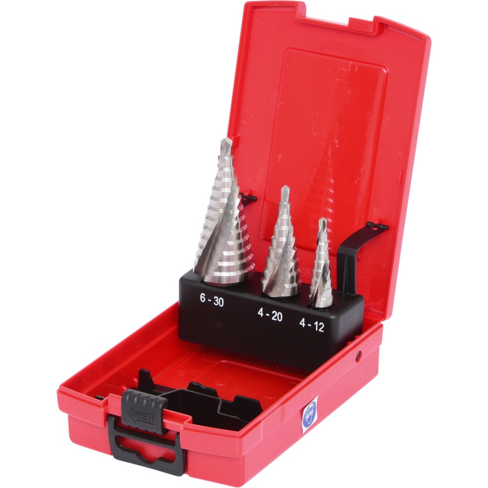 Produktabbildung: KS TOOLS HSS Stufenbohrer-Satz, Kunststoffkassette 3-tlg