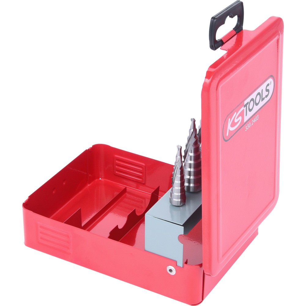Produktabbildung Nr. 2: KS TOOLS HSS Stufenbohrer-Satz, Stahlblechkassette 3-tlg